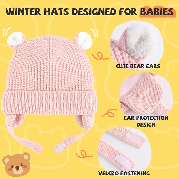Duoyeree Cozy Baby Beanie with Earflaps and Fleece Lining - Image 4
