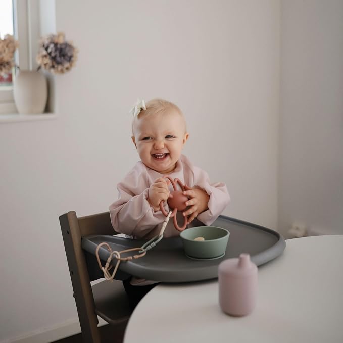 mushie Long Sleeve Baby Bib | Water Resistant Adjustable Fit - Image 7