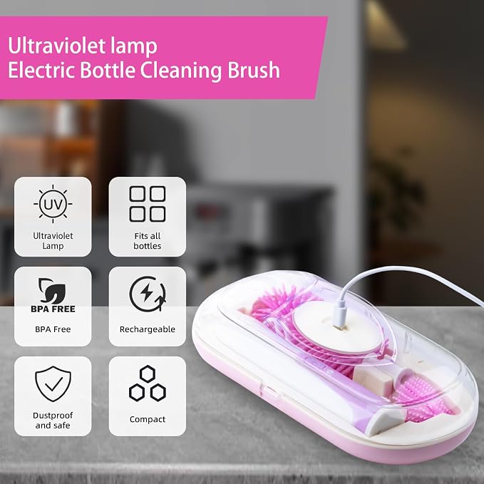 Electric Bottle Brush Set with Silicone Pacifier/Straw Brush and Mixing Head - Image 2