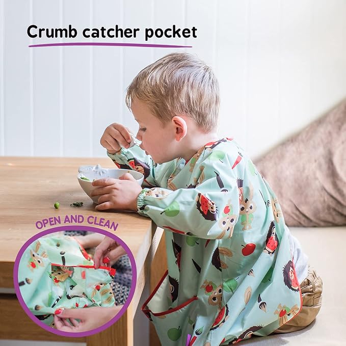 Tidy Tot - Long Baby Bib - Mess Proof Long Sleeve Feeding Smock - Waterproof Bib - Image 2