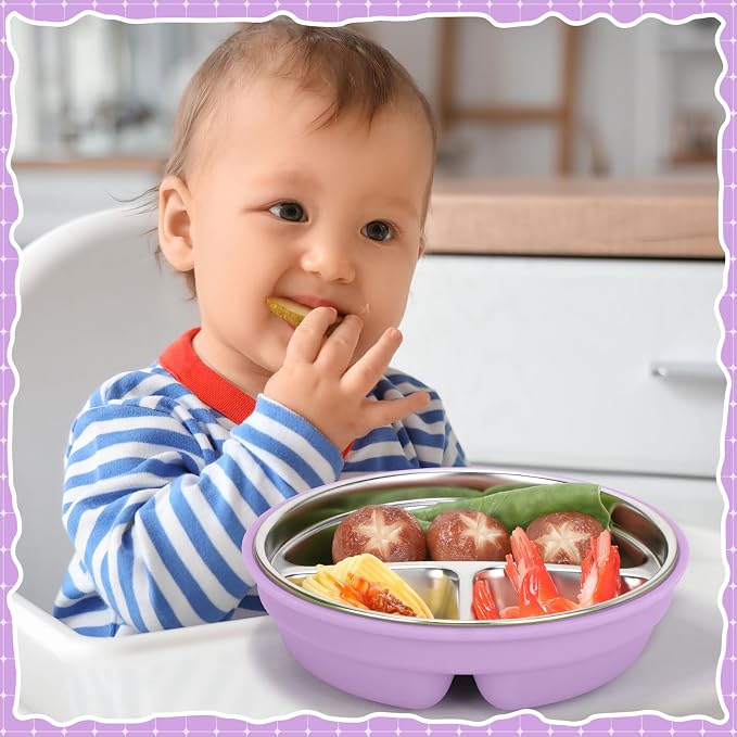 Nuogo 1 Pcs Stainless Steel Baby Suction Plates - Image 2