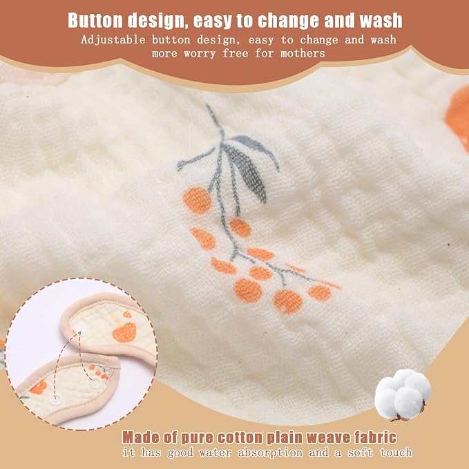 Muslin Baby Bibs, Pure cotton absorbent and breathable, suitable - Image 4