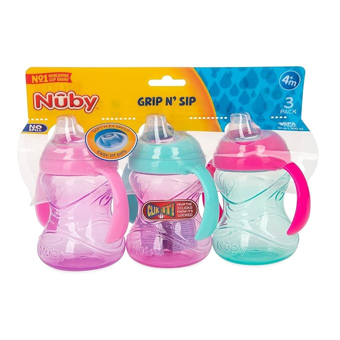 Nuby Clik-It Grip N' Sip Soft Spout No-Spill Training Sippy Cup - Image 9