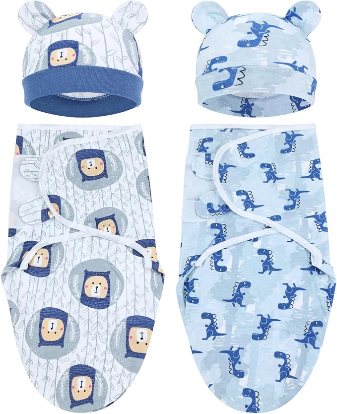 Cinaci 2 Pack Adjustable Soft Cotton Blend Newborn Baby Receiving Swaddle by Cinaci