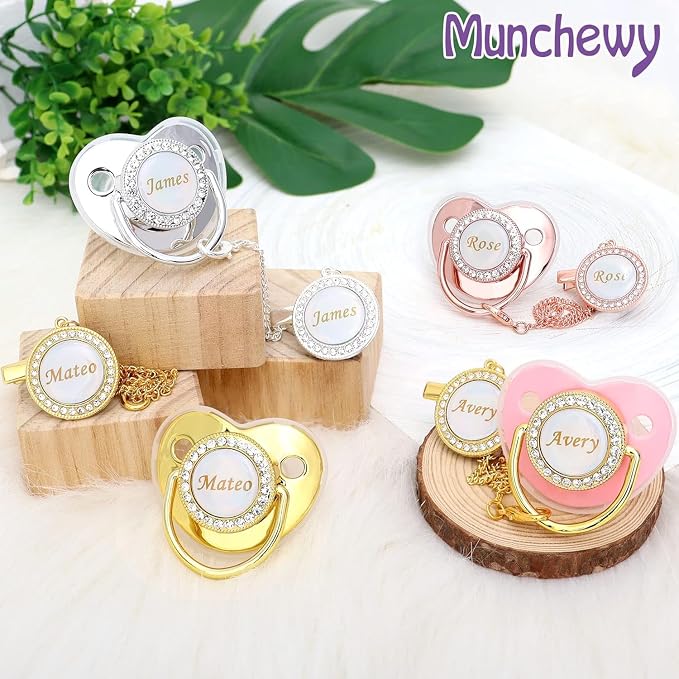 Customized Pacifier with Name, Personalized Pacifier Clip Set with Gift Box - Image 6