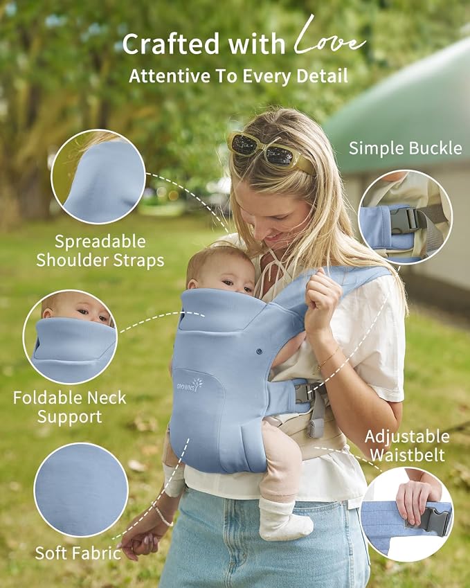 GROWNSY Baby Carrier Newborn to Toddler, Cozy Baby Wraps Carrier, Ergonomic - Image 4