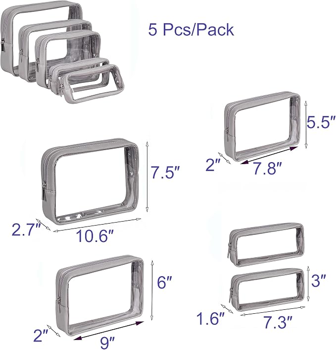 TSA Approved 5-Piece Diaper Bag Organizer Pouch Set Clear Waterproof TPU Kids - Image 2