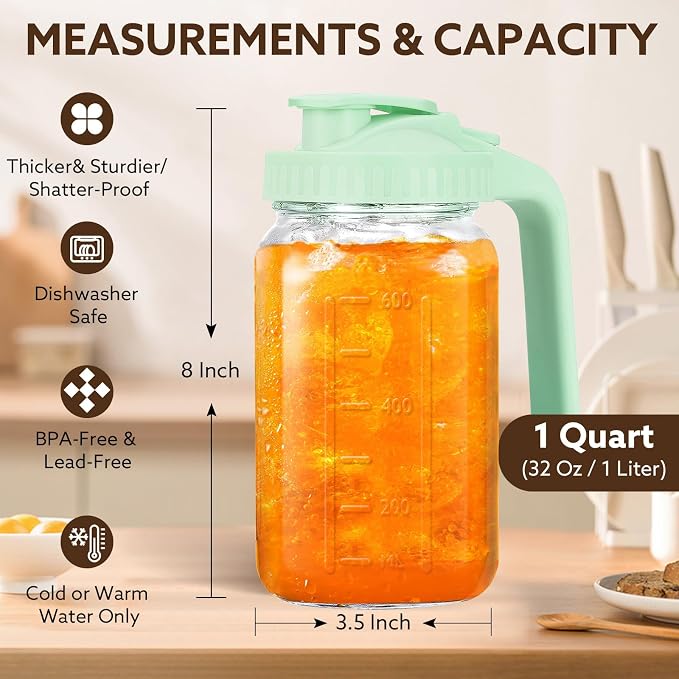 Breast Milk Pitcher, 32 OZ Mason Jar Pitcher - Image 6