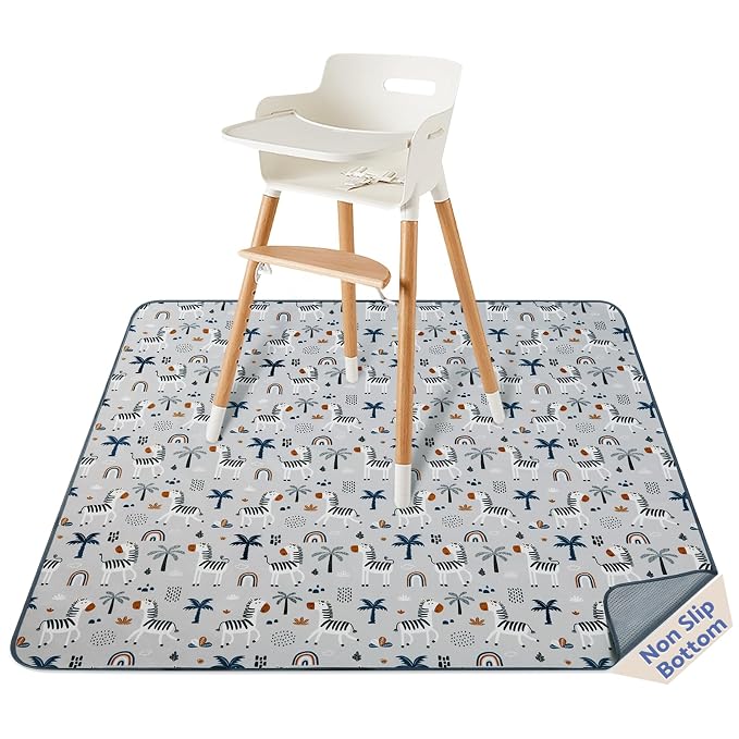 Blissful Diary Baby Splat Mat for Under High Chair, 50.4 x 50.4 Inch Wipeable - Image 8