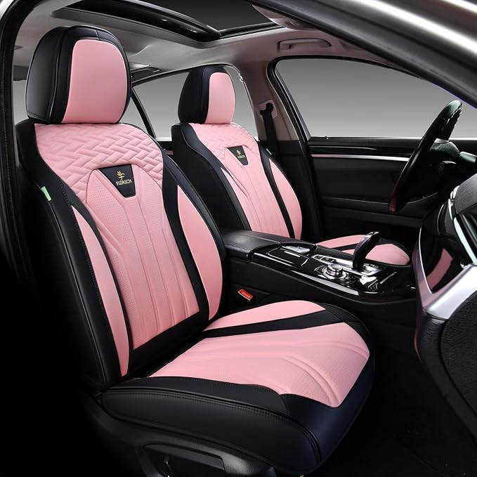 FLORICH Leather Seat Covers Pink Car Seat Covers Full Set Car Seat Protectors 5 - Image 2
