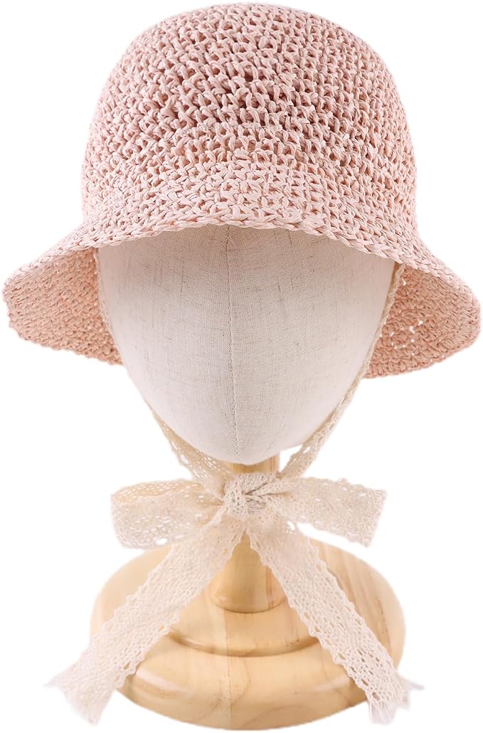 Baby Girl Straw Hat Outdoor Baby Sun Protection Hats Summer Bowknot Beach Cap - Image 2