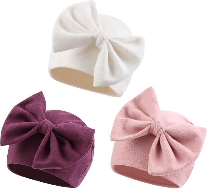 Bamery Newborn Baby Girl Hat Cotton Baby Bow Beanie Preemie Hats Spring Infant by Bamery
