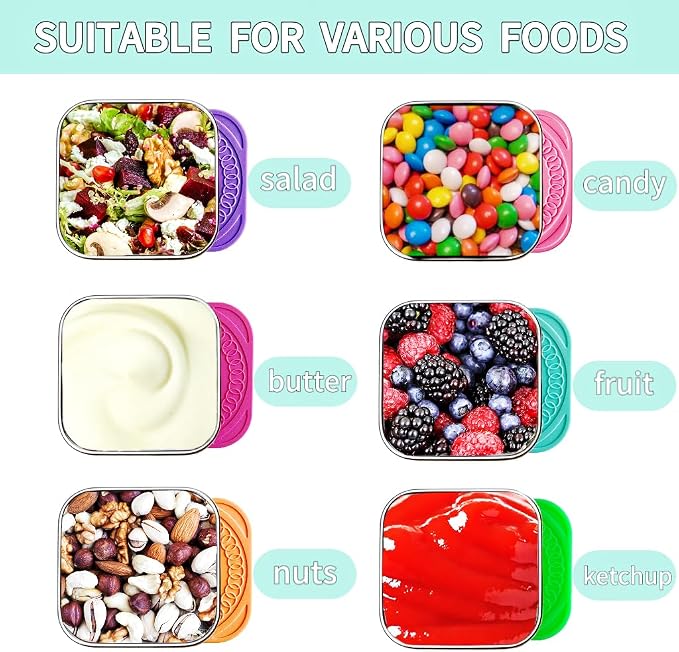 6Pack 6oz Stainless Steel Snack Containers - Image 4
