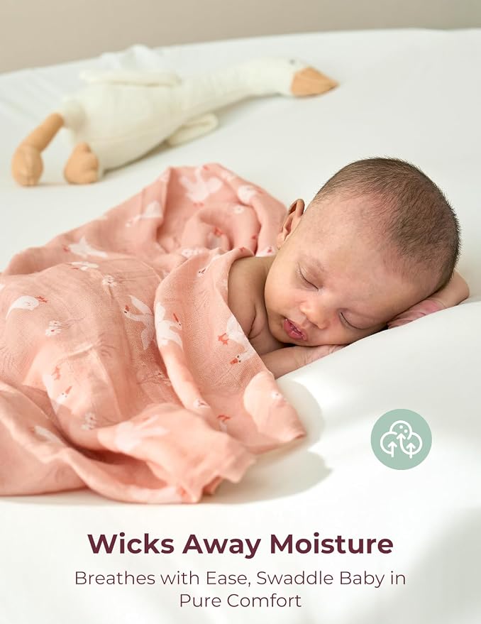 Momcozy Muslin Best Wishes Swaddle Blankets, Ultra Soft Neutral Registry - Image 5