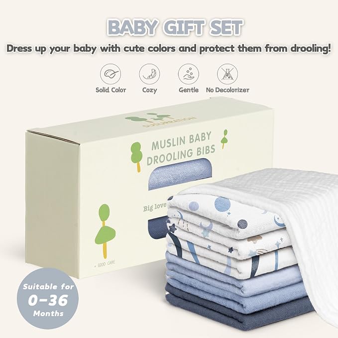 Susurration Muslin Baby Bibs 10Pack Bandana Drool Bibs Soft Adjustable Newborn - Image 7