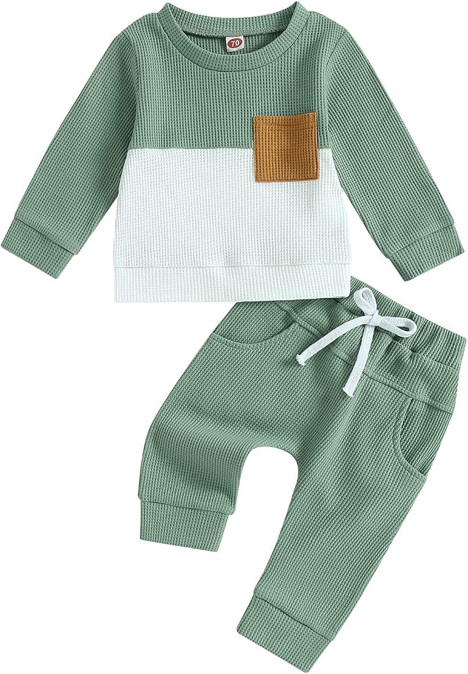 Kupretty Toddler Baby Boy Fall Winter Clothes Color Block Long Sleeve by Kupretty