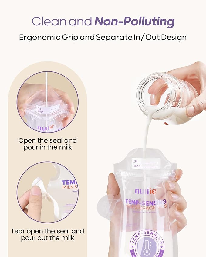 Nuliie 60pcs Temp-Sensing Breastmilk Storage Bag, Huge Temp-Sensing Icon & - Image 5