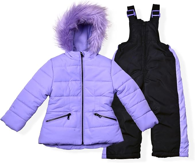 Arctic Quest Little Girls Bib Snow Pants and Ski Jacket Water-Resistant Snowsuit - Image 2