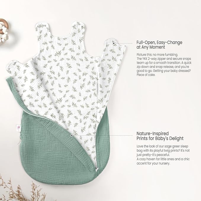 lulumoon Sleep Sack Muslin for Baby: Cotton Wearable Blanket for 3-9 Months - Image 4