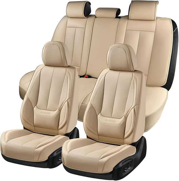 Coverado Car Seat Covers Full Set, Car Seat Protector Waterproof, Nappa Leather by COVERADOAUTO