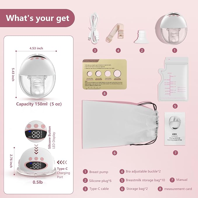 Double Wearable Electric Breast Pump, Hands-Free Breastfeeding Pump - Image 7