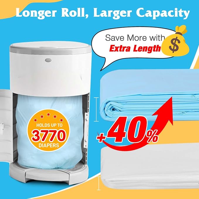 5 Pack Diaper Pail Refill Bags Compatible - Image 3