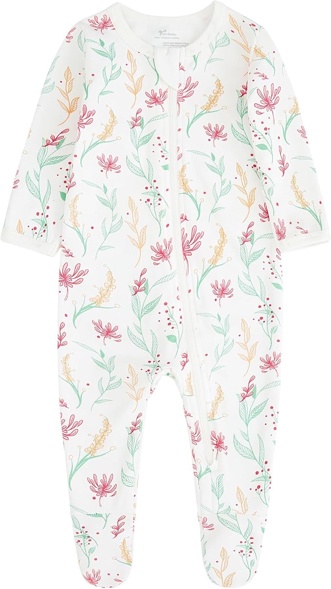 O2 BABY Baby Boys Girls Organic Cotton Zip-Front Sleeper Pajamas, Footed Sleep by O2BABY