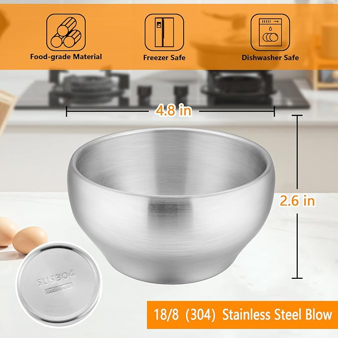 LIANYU 12 Ounce Stainless Steel Bowls Set of 5, Children Kids Toddlers Bowls Set - Image 2