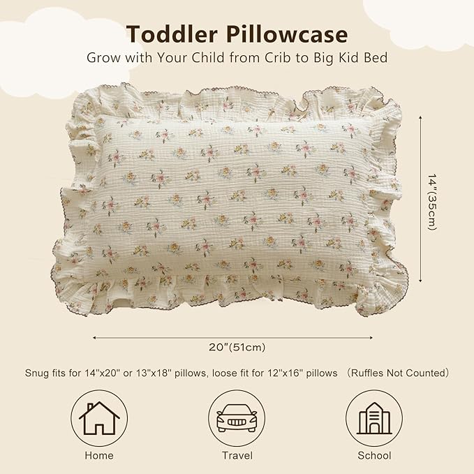 BuLuTu Cotton Muslin Kids Toddler Pillowcase - Image 2