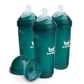 Herobility Double Anti-Colic Baby Bottles – 12 fl oz/340ml – 3-Pack – Dark Green by Herobility