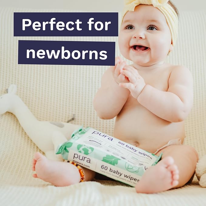 Pura Natural Sensitive Baby Wipes, 99% Water, Unscented & Hypoallergenic - Image 6