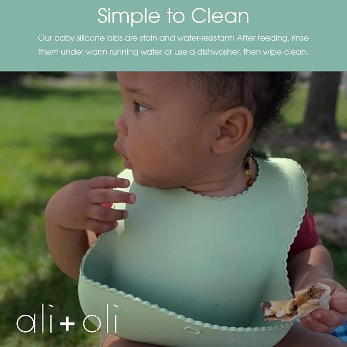 Ali+Oli Silicone Bib Waterproof Silicone Bibs - Image 6