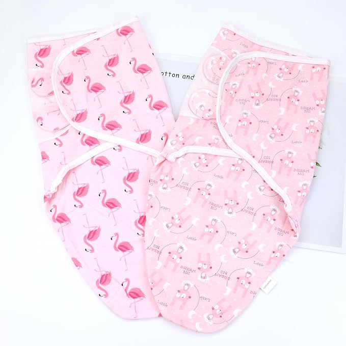 Cinaci 2 Pieces Adjustable Soft Cotton Baby Swaddle Sleep Sacks Hats Newborn - Image 8