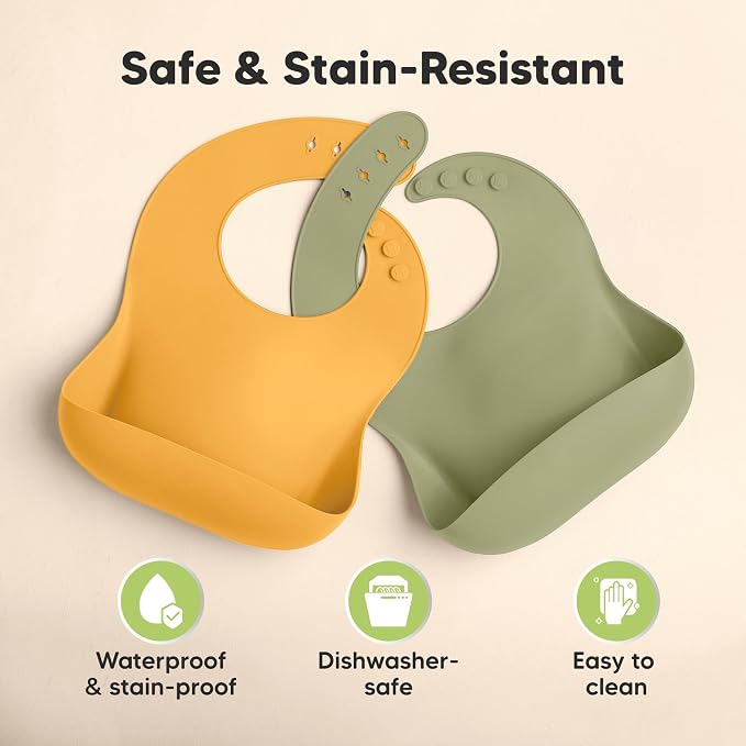 KeaBabies 2-Pack Silicone Baby Bibs - Image 6