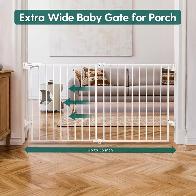 Babelio 31.5-55" No Bottom Bar Baby Gate Extra Wide, 2-in-1 Auto Close Dog Gate - Image 3