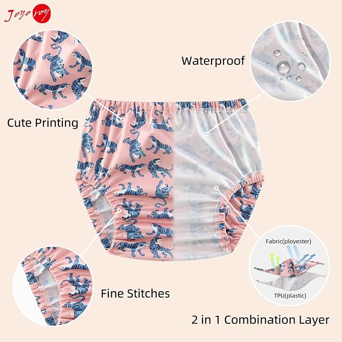 Joyoroy Diaper Covers for Girls Rubber Pants for Toddlers Plastic Diaper Covers - Image 2