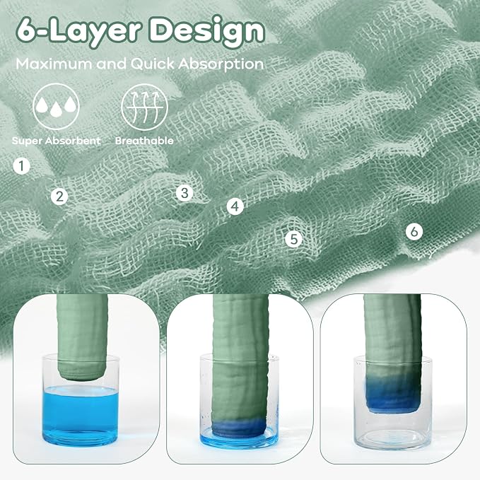 Yoofoss Muslin Baby Washcloths 100% Organic Cotton Face Towels 6 Pack Wash - Image 4