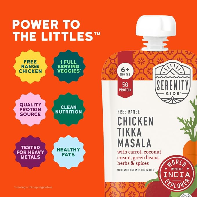 Serenity Kids 6+ Months Chicken Tikka Masala Baby Food Puree Pouches - Image 4