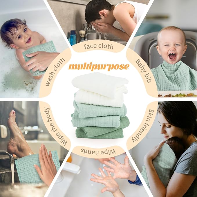 Baby Burp Cloth 100% Cotton Newborn Cotton Muslin Burp Cloth 10x20 inches - Image 4