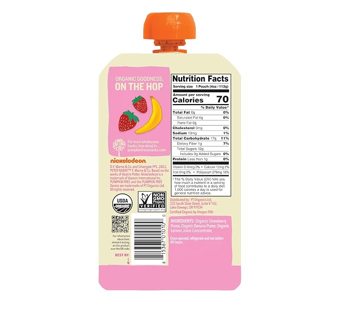 Pumpkin Tree Peter Rabbit Organics Strawberry and Banana Pure Fruit Snack - Image 2