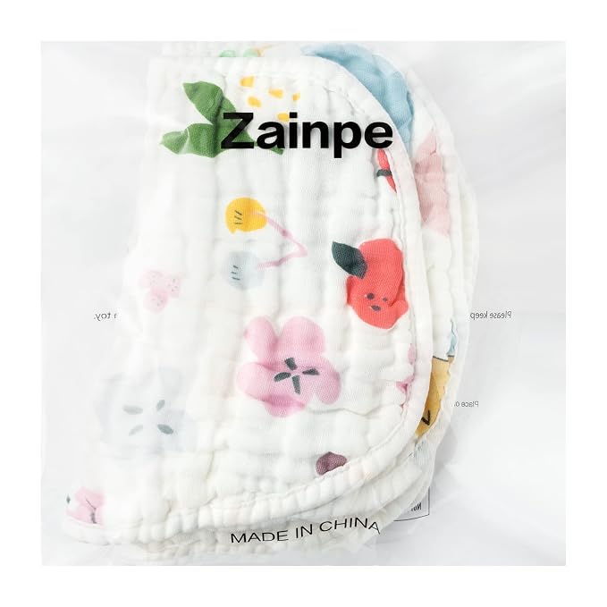 Zainpe 6Pcs Snap Muslin Cotton Baby Bibs Star Cat Rabbit Pattern Adjustable - Image 7