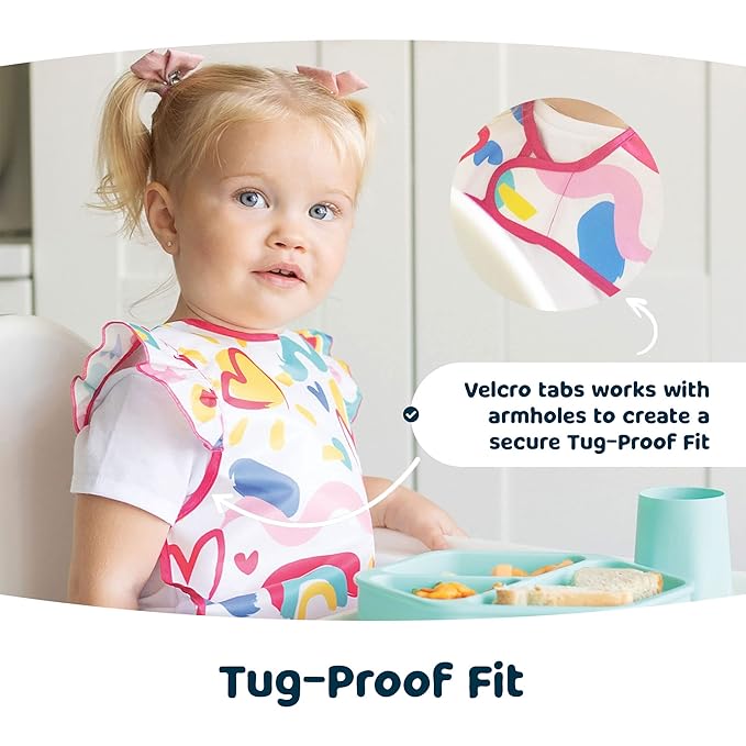 Twinkle Short Sleeve Apron Baby & Toddler Bib – Waterproof, Mess-Proof Bibs - Image 4