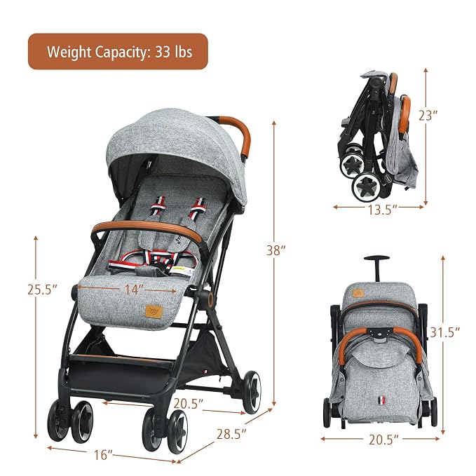 BABY JOY Lightweight Baby Stroller, Compact Toddler Travel Stroller - Image 7