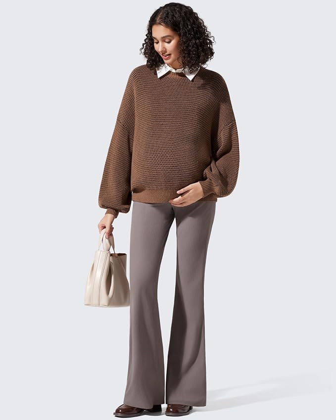 G4Free Ribbed Maternity Flare Yoga Pants - Image 7