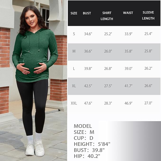 GINKANA Maternity Hoodie Long Sleeves Shirts Casual Maternity Top Pregnancy - Image 7