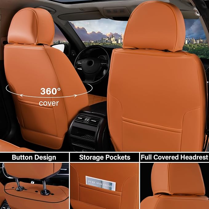 Coverado Seat Covers, Car Seat Covers Full Set, Leather Seat Covers - Image 3