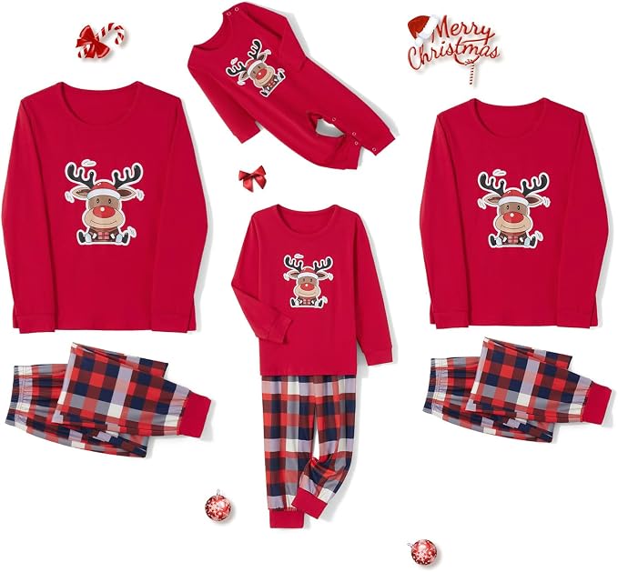 Awoscut Christmas Family Matching Pajamas Christmas Pjs Holiday Nightwear - Image 5