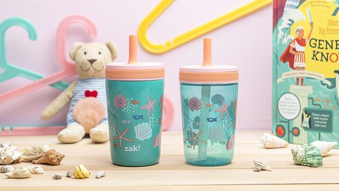 Zak Designs Shells Kelso Tumbler Set, Leak-Proof Screw-On Lid - Image 9