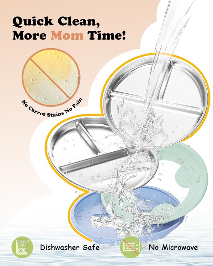 8” Stainless Steel Toddler Plate - Image 5