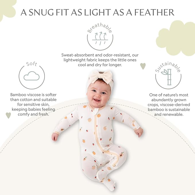 Bamboo Little Soft Baby Footie Pajamas, Baby Clothes, Newborn Sleepers - Image 3